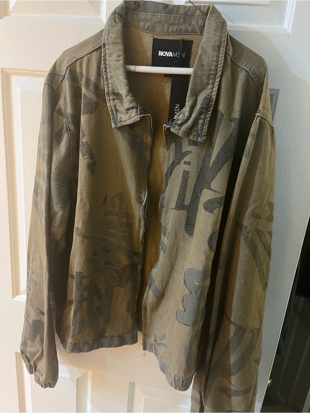 Fashion Nova Olive Green Camo Zip-Up Shirt Jacket